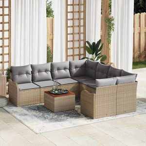 vidaXL Set de canapele pentru grădină 9 pcs bej și gri deschis imagine