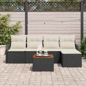 vidaXL Set de canapele pentru grădină 6 pcs Negru și alb imagine