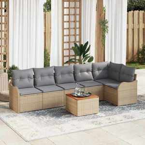 vidaXL Set de canapele pentru grădină 7 pcs bej și gri deschis imagine
