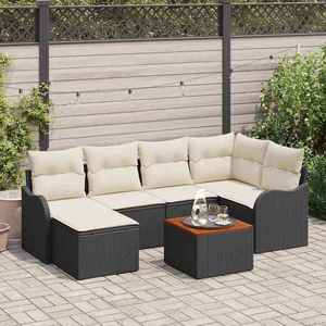 vidaXL Set de canapele pentru grădină 7 pcs Negru și alb imagine