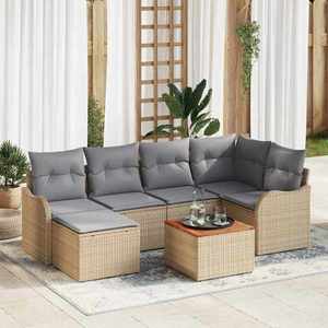 vidaXL Set de canapele pentru grădină 7 pcs bej și gri deschis imagine