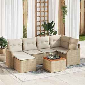vidaXL Set de canapele pentru grădină 7 pcs Bej și alb imagine