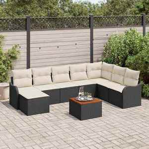 vidaXL Set de canapele pentru grădină 9 pcs Negru și alb imagine