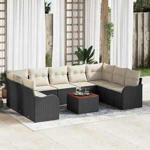 vidaXL Set de canapele pentru grădină 10 pcs Negru și alb imagine
