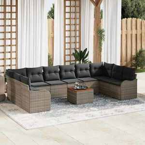 vidaXL Set de canapele pentru grădină 11 pcs Gri imagine