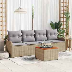 vidaXL Set de canapele pentru grădină 5 pcs bej și gri deschis imagine
