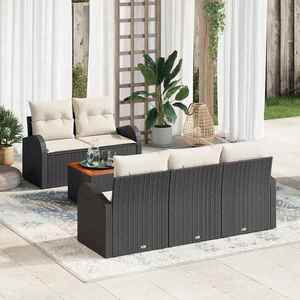 vidaXL Set de canapele pentru grădină 6 pcs Negru și alb imagine