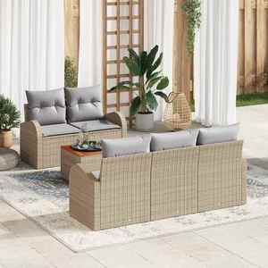 vidaXL Set de canapele pentru grădină 6 pcs bej și gri deschis imagine