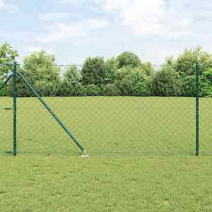 vidaXL Împrejmuire din plasă cu stâlpi Verde 1.2 x 25 m Oțel imagine