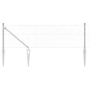 vidaXL Împrejmuire din plasă cu stâlpi Argintiu 0.8 x 10 m Oțel imagine