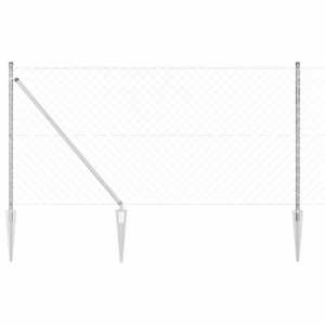 vidaXL Împrejmuire din plasă cu stâlpi Argintiu 1.2 x 10 m Oțel imagine