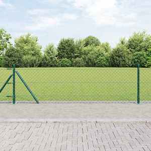 vidaXL Împrejmuire din plasă cu stâlpi Verde 0.4 x 25 m Oțel imagine