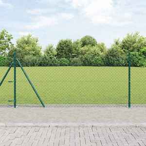 vidaXL Împrejmuire din plasă cu stâlpi Verde 0.8 x 25 m Oțel imagine