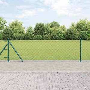 vidaXL Împrejmuire din plasă cu stâlpi Verde 0.6 x 25 m Oțel imagine