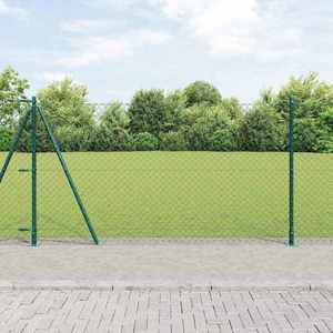 vidaXL Împrejmuire din plasă cu stâlpi Verde 1.2 x 25 m Oțel imagine