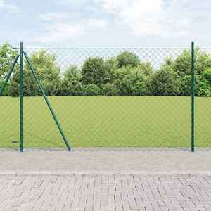 vidaXL Împrejmuire din plasă cu stâlpi Verde 1.5 x 25 m Oțel imagine
