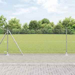 vidaXL Împrejmuire din plasă cu stâlpi Argintiu 0.8 x 10 m Oțel imagine