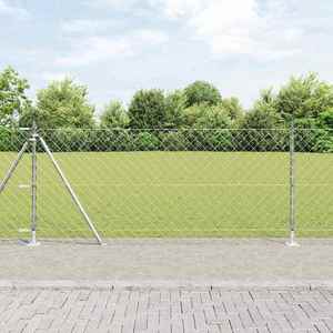 vidaXL Împrejmuire din plasă cu stâlpi Argintiu 0.8 x 10 m Oțel imagine