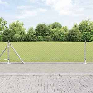 vidaXL Împrejmuire din plasă cu stâlpi Argintiu 0.6 x 25 m Oțel imagine