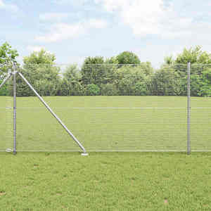 vidaXL Îngrădire cu stâlpi Argintiu 1.4 x 10 m Oțel imagine