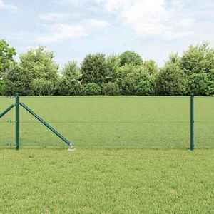 vidaXL Îngrădire cu stâlpi Verde 0.4 x 100 m Oțel imagine