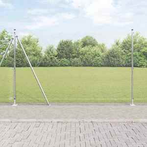 vidaXL Îngrădire cu stâlpi Argintiu 1.4 x 50 m Oțel imagine
