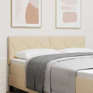 vidaXL Tăblie din Țesătură Geometric cu headboard Crem 144 cm țesătură imagine