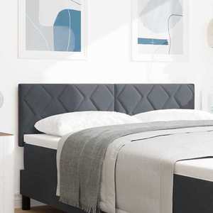 vidaXL Tăblie cap Pe perete Geometric Manual Gri închis 144 cm Catifea imagine