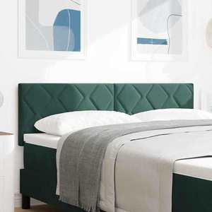vidaXL Tăblie cap Pe perete Geometric Verde închis 160 cm Catifea imagine