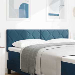 vidaXL Tăblie cap Pe perete Geometric Albastru închis 160 cm Catifea imagine
