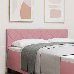 vidaXL Tăblie cap Pe perete Geometric cu headboard Roz 160 cm Catifea imagine