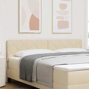 vidaXL Tăblie din Țesătură Geometric cu headboard Crem 180 cm țesătură imagine
