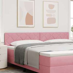 vidaXL Tăblie cap Pe perete Geometric cu headboard Roz 200 cm Catifea imagine