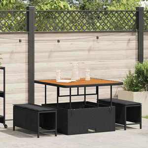 vidaXL Set de masă pentru grădină 3 pcs Negru Rattan poli imagine