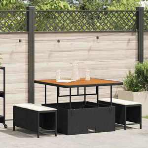 vidaXL Set de masă pentru grădină 3 pcs Negru Rattan poli imagine