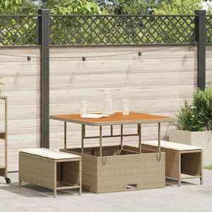 vidaXL Set de masă pentru grădină 3 pcs Bej Rattan poli imagine