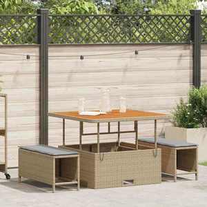 vidaXL Set de masă pentru grădină 3 pcs Bej Rattan poli imagine