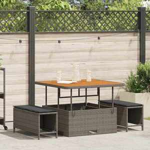 vidaXL Set de masă pentru grădină 3 pcs Gri Rattan poli imagine