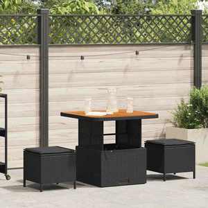 vidaXL Set de masă pentru grădină 3 pcs Negru Rattan poli imagine