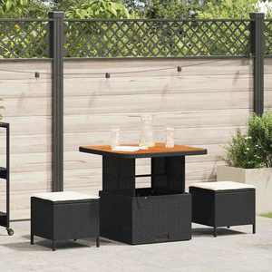 vidaXL Set de masă pentru grădină 3 pcs Negru Rattan poli imagine