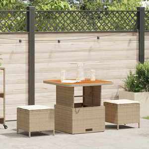 vidaXL Set de masă pentru grădină 3 pcs Bej Rattan poli imagine