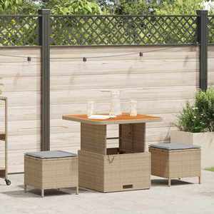 vidaXL Set de masă pentru grădină 3 pcs Bej Rattan poli imagine