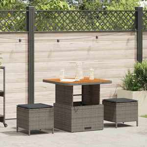 vidaXL Set de masă pentru grădină 3 pcs Gri Rattan poli imagine