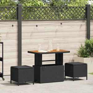 vidaXL Set de masă pentru grădină 3 pcs Negru Rattan poli imagine