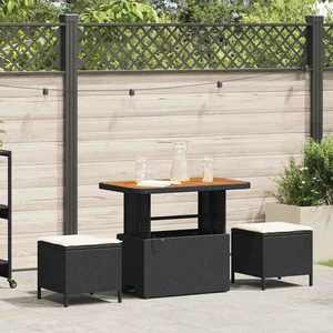 vidaXL Set de masă pentru grădină 3 pcs Negru Rattan poli imagine