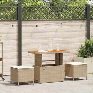 vidaXL Set de masă pentru grădină 3 pcs Bej Rattan poli imagine