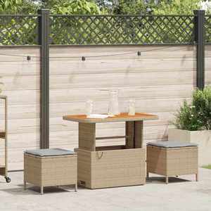 vidaXL Set de masă pentru grădină 3 pcs Bej Rattan poli imagine