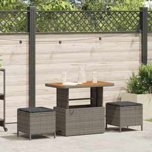 vidaXL Set de masă pentru grădină 3 pcs Gri Rattan poli imagine
