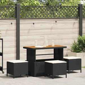 vidaXL Set de masă pentru grădină 4 pcs Negru Rattan poli imagine
