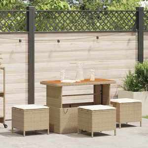 vidaXL Set de masă pentru grădină 4 pcs Bej Rattan poli imagine